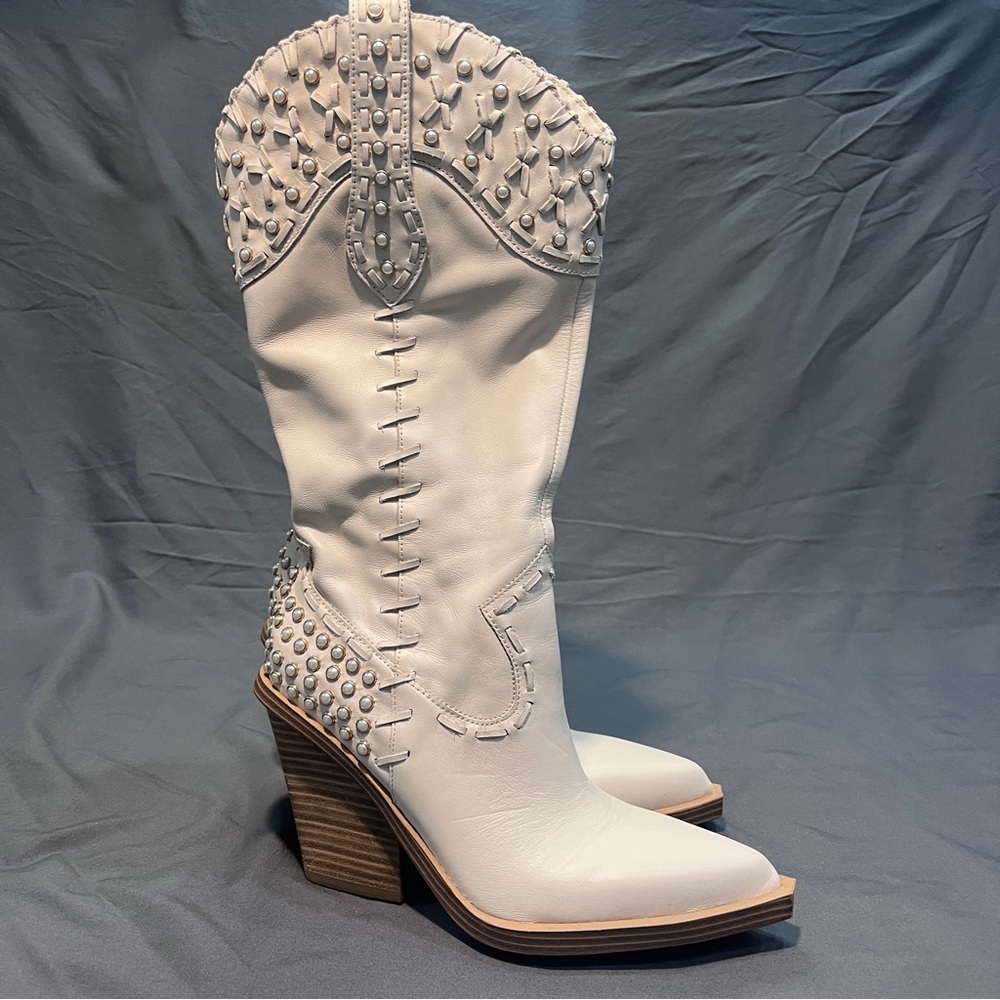 Jessica Simpson White Studded Heeled Boots